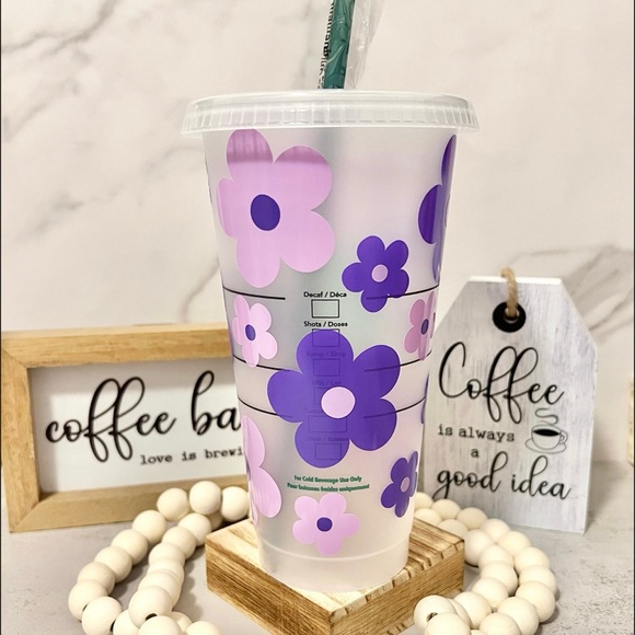 💜Lilac and Purple Retro Daisy Starbucks Cup💜 - Picture 3 of 4